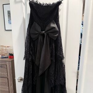 Sylvie Maxi Dress Black Lace w/ Bow- Amy Jane London